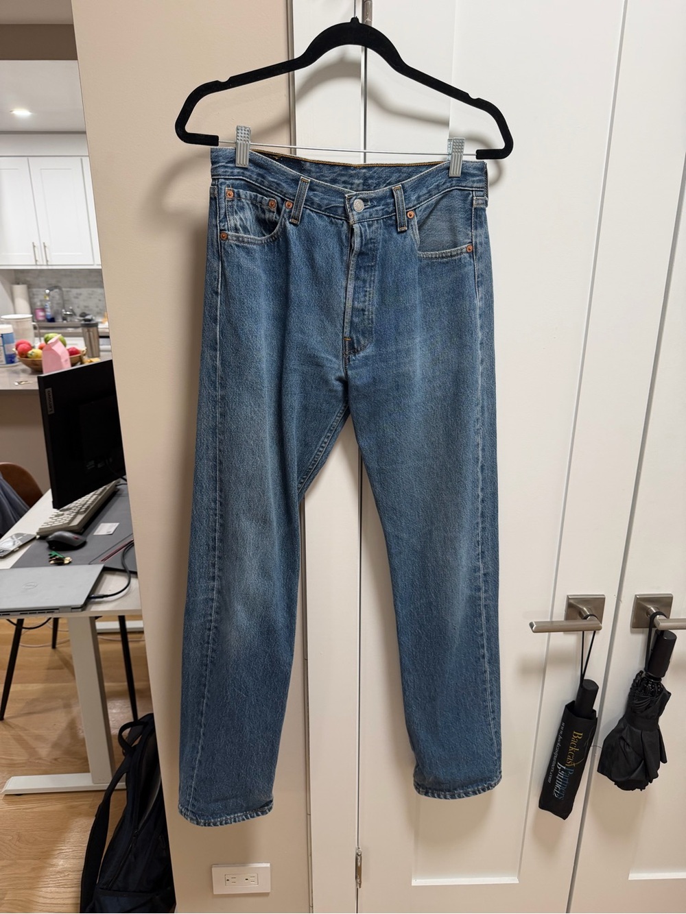 Vintage Levi 501s Women's Straight Leg Medium Blue Denim Jeans